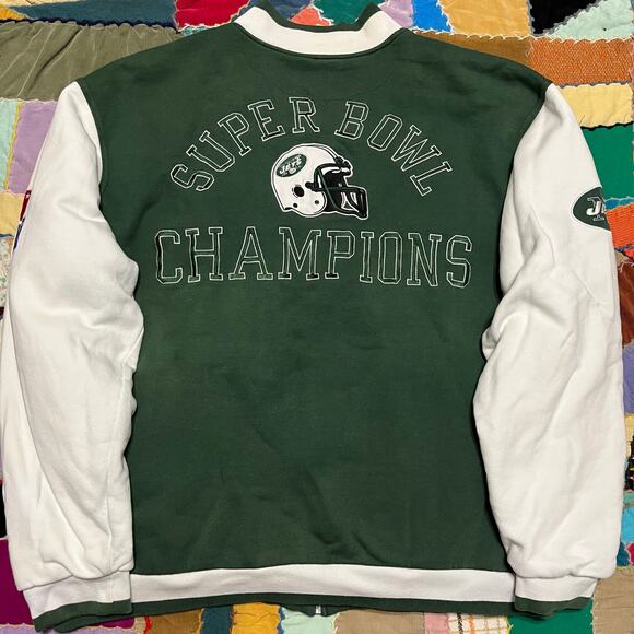 New York Jets REEBOK Super Bowl Champs Green Varsity Jacket XL - Picture 1 of 8